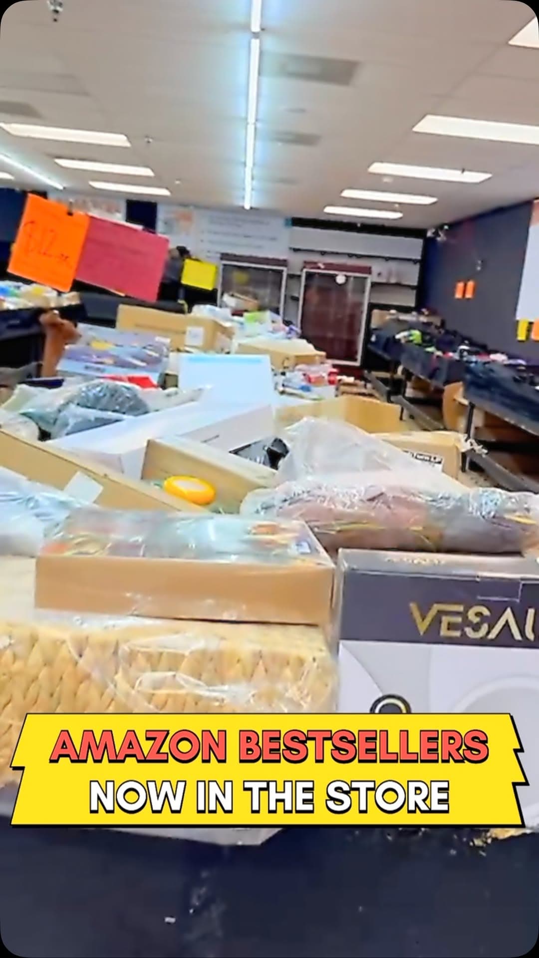 Inside Amazon Hot Deals Bin Store - bin store floor view