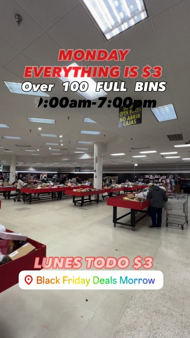 Inside Black Friday Deals — bin store floor view