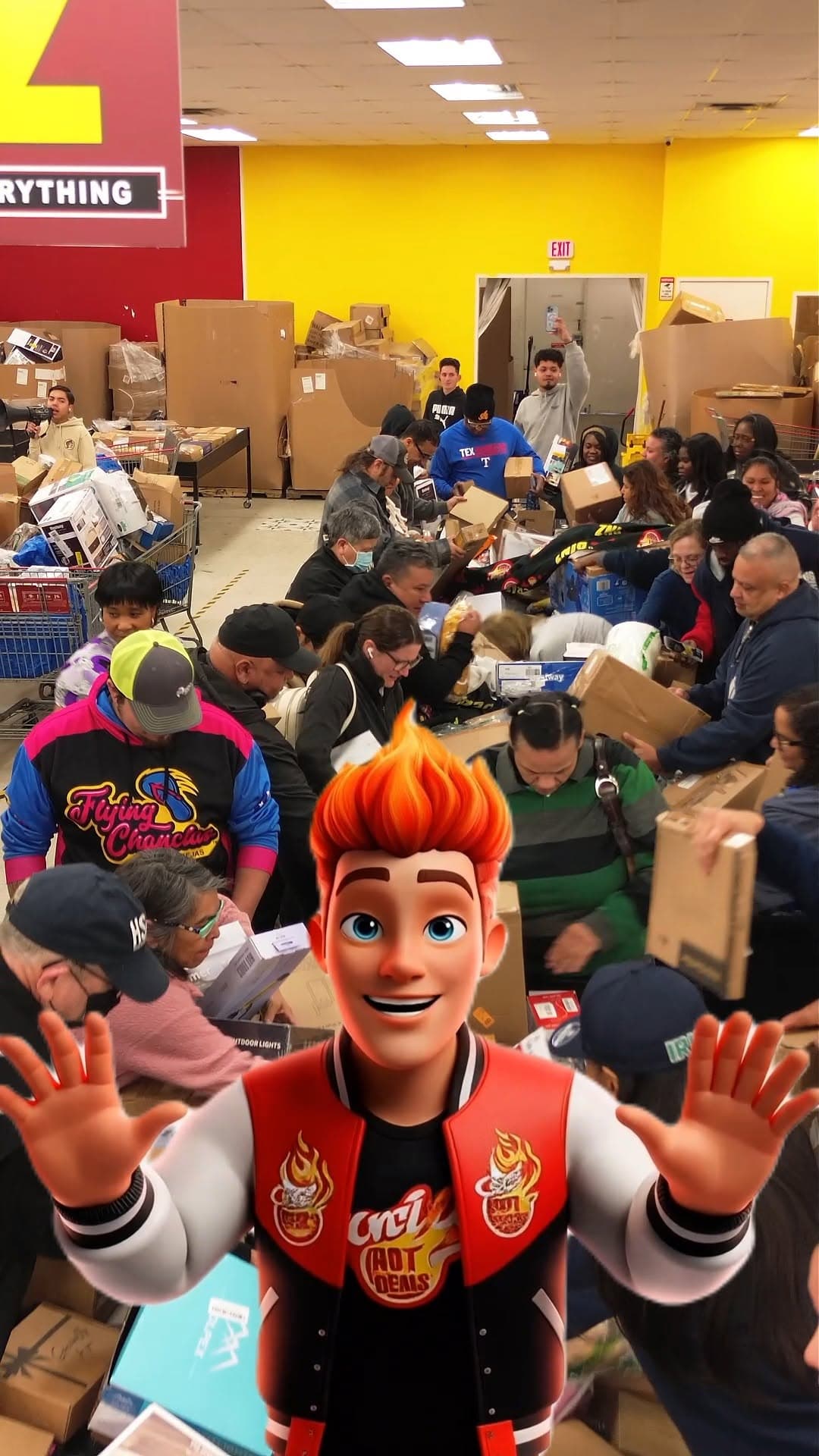 Inside Crazy Hot Deals - bin store floor view