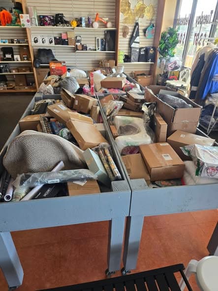Inside Goldie's Treasure - bin store floor view