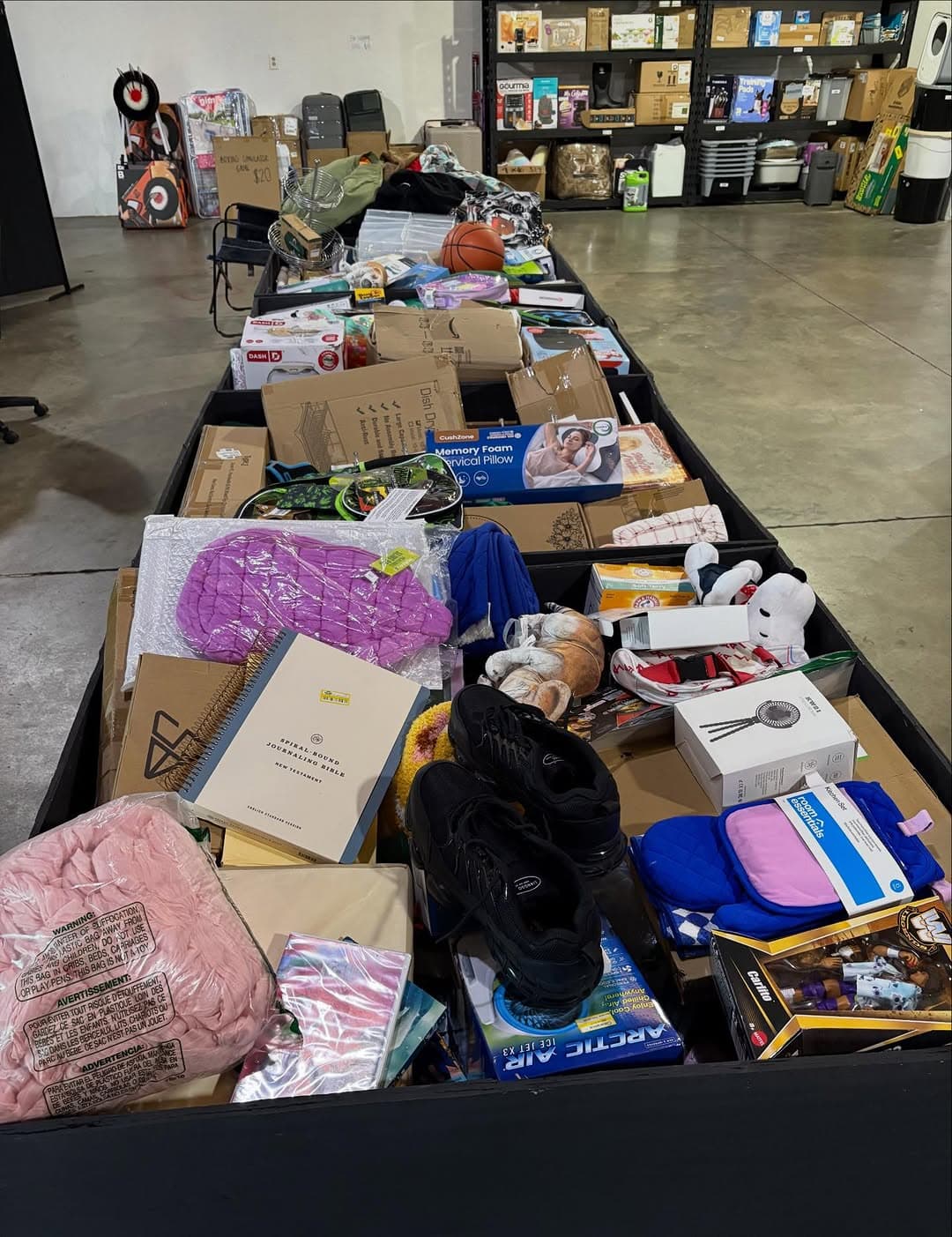 Inside Liquidation Station - bin store floor view