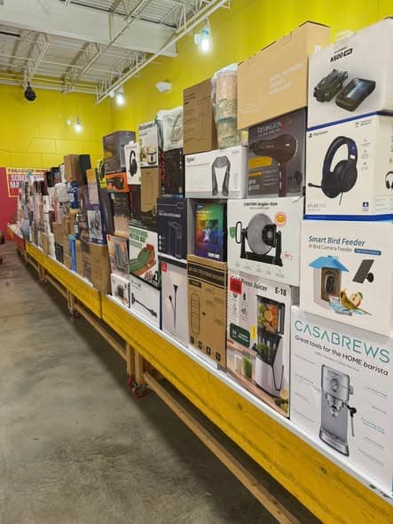 Inside Treasure Hunt Deals - bin store floor view